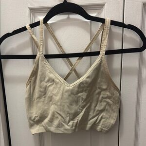 Aerie Beige Ribbed Strappy Crop Top